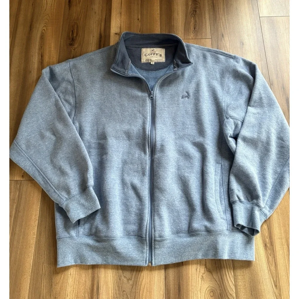 Cuffy's Cape Cod Men's Cotton‎ Blend Fleece Jacket Coat Blue